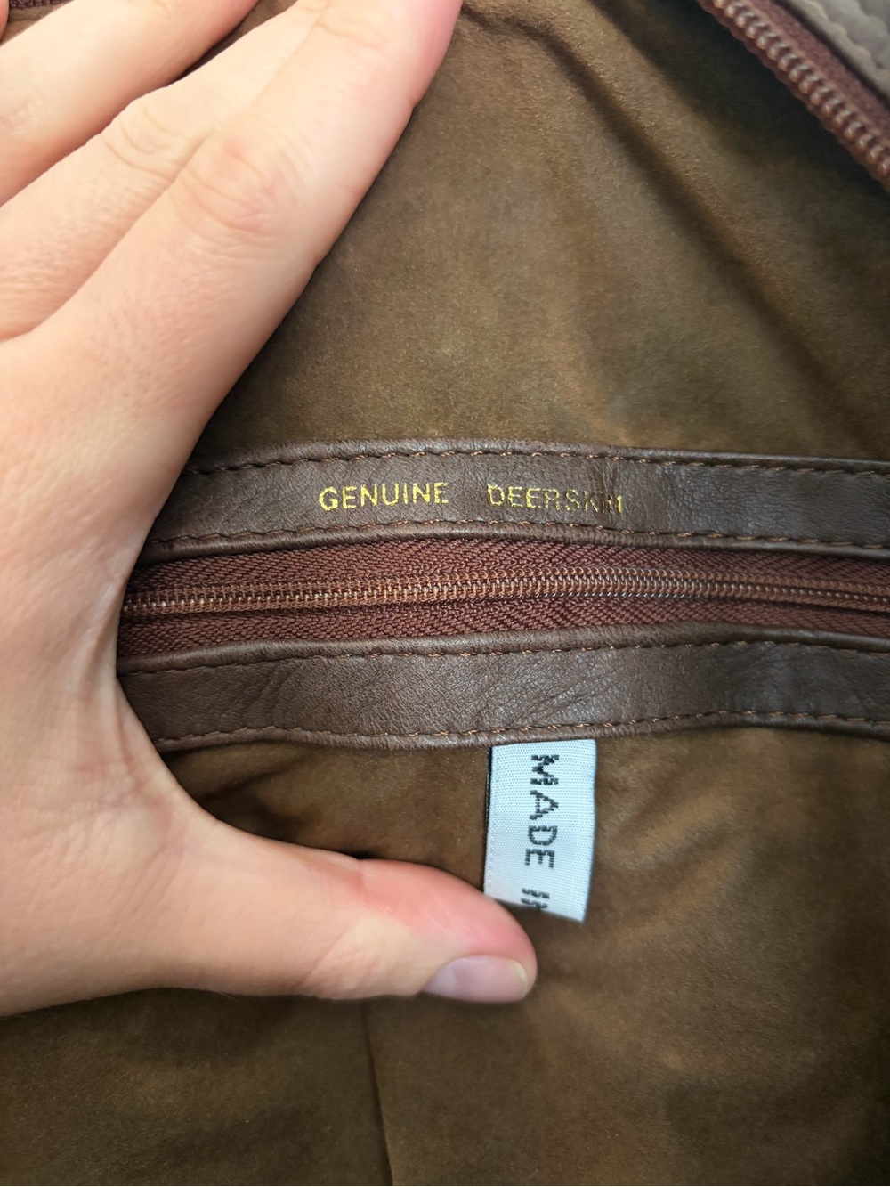 Brown Deerskin Leather Fringe Hobo Bag - Picture 6 of 11